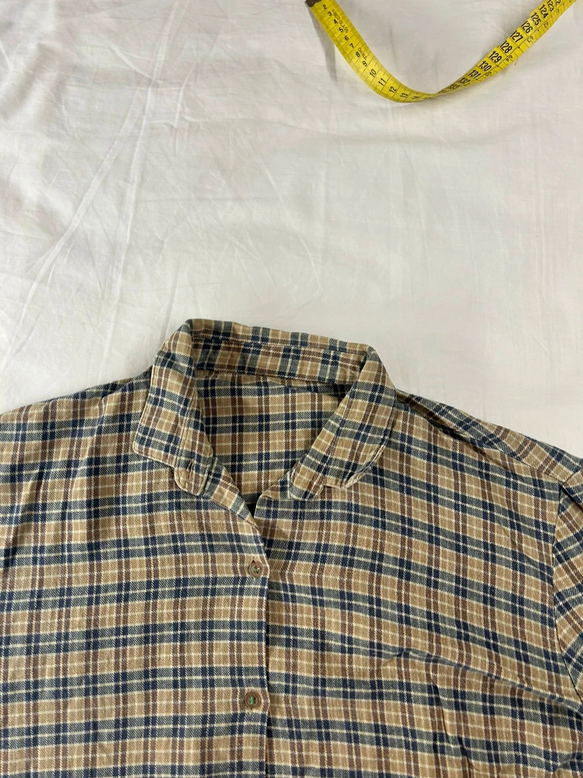 Camisa quadriculada vintage bege marrom – photo 6